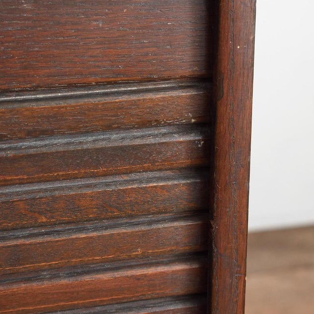 Brown Antique French Single Oak Tambour Filing Cabinet, 1920s For Sale - Image 8 of 14