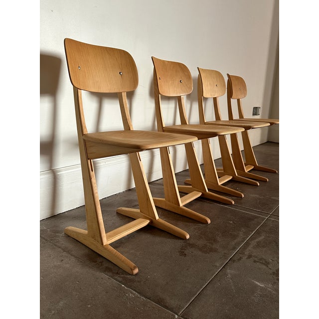 Beige Vintage 1960's Mid Century Beechwood Dining Chairs For Sale - Image 8 of 18