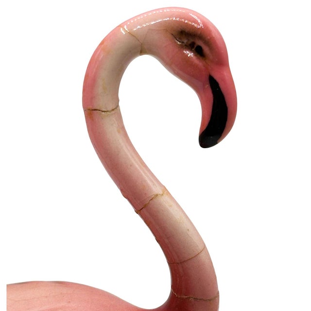 1960s Mid-Century Tropical Pink Flamingo Ceramic Tabletop Planter by Napco For Sale - Image 5 of 9