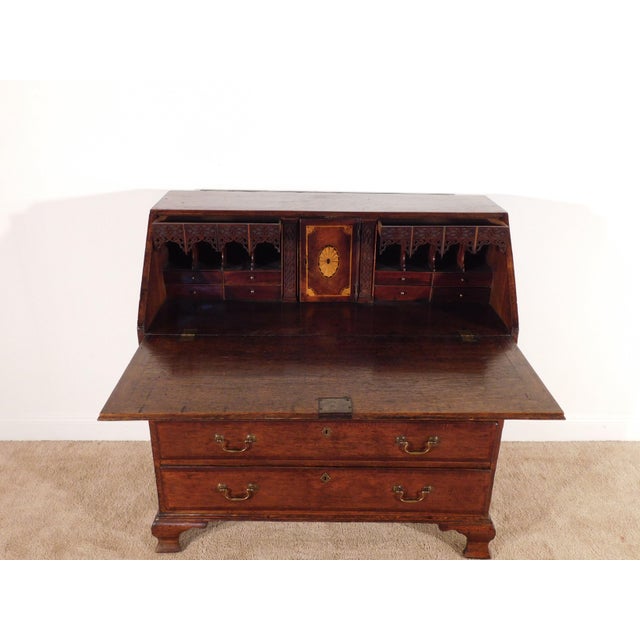 1880s English Oak Slant Front Desk For Sale - Image 9 of 17