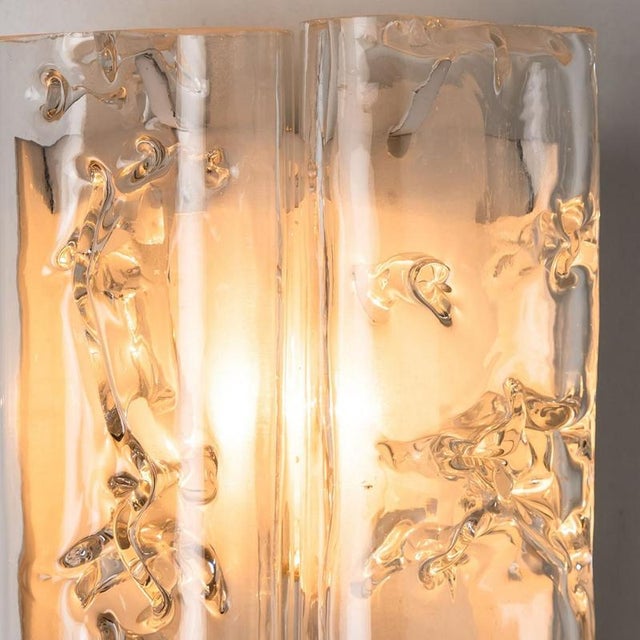Ice Glass and Chrome Wall Sconces from Doria, 1970s, Set of 2 For Sale - Image 4 of 12