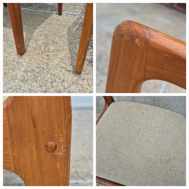 1970s D-Scan Danish Modern Style Teak Arm Chairs Oatmeal Upholstery, a Pair For Sale - Image 13 of 14