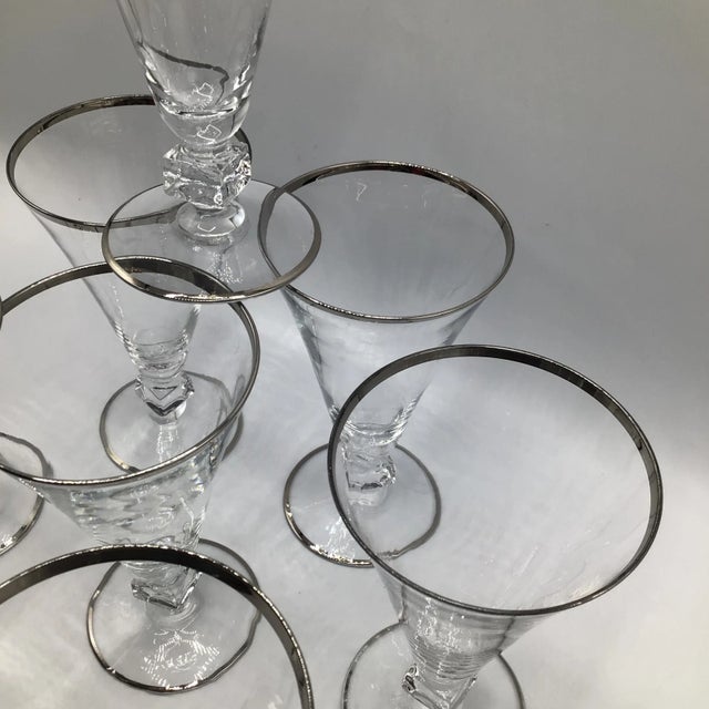 Platinum Band Water Goblets by Bryce -Set of 8 For Sale - Image 10 of 12