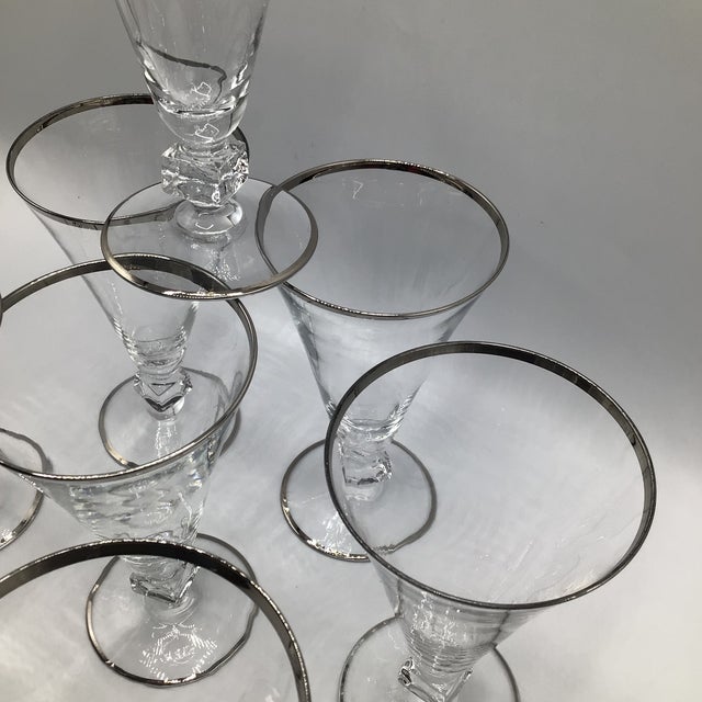 Vintage Bryce 934-1 Platinum Band Water Goblets-Set of 8 For Sale - Image 10 of 12