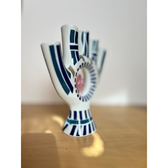 Porcelain Candelabra with Five Fingers Model with Rooster from Sargadelos For Sale - Image 3 of 10