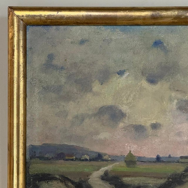Wood Framed Oil Painting on Canvas by Désiré Merny (1865–1947) 'Country Road at Dusk' For Sale - Image 7 of 15