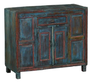 Antique Indian Painted Teakwood Buffet Cabinet