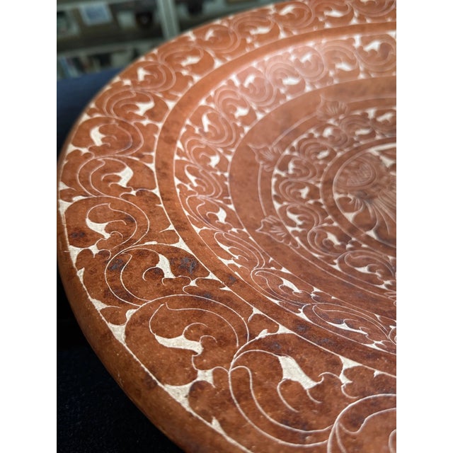 Late 20th Century Monumental Sasak Burnished Terracotta Bowl, Lombok – Hand-Incised Scrollwork, Late 20th Century For Sale - Image 5 of 6