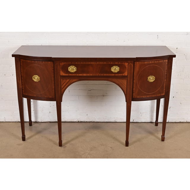 1980s Baker Furniture Federal Inlaid Mahogany Sideboard Credenza, Newly Refinished For Sale - Image 15 of 15