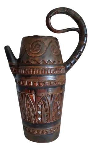 Ceramic Zoomorphic Pitcher with Scarified Decoration by Huguette Bessone