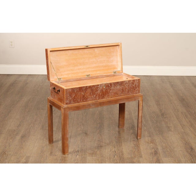 Hollywood Regency Georgian Style Cerused Burl Wood Box On Stand For Sale - Image 3 of 12