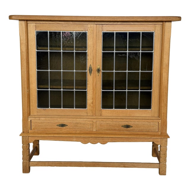 Mid-Century Danish Brutalist Oak Display Cabinet from Henning Kjærnulf, 1960s For Sale