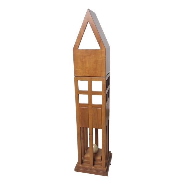 Vintage Table Lamp in Light Wood by Charles Jenks for Sawaya & Moroni, 1980s For Sale