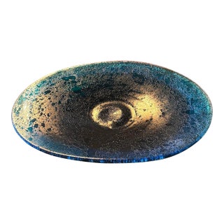 1960s Aqua Murano Style Dish For Sale