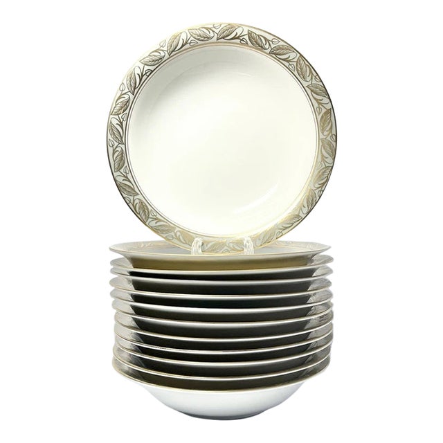 1950s Noritake “Greta” Set of 12 Bone China Soup Bowls For Sale