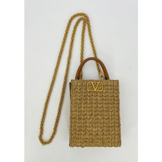 Mid 20th Century Valentino Vlogo North South Raffia Pouch For Sale - Image 10 of 10