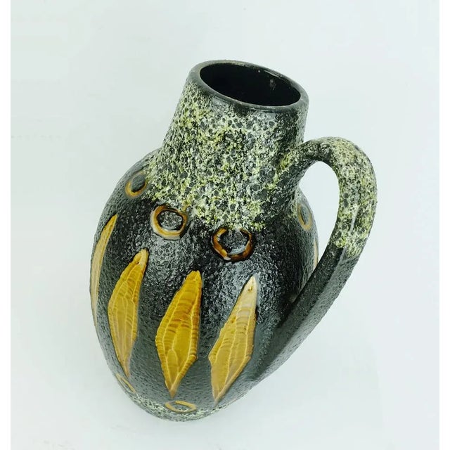 1970s Fat Lava Glaze Ceramic No. 279-38 Jug Vase in Black, White & Ocher from Scheurich For Sale - Image 5 of 11