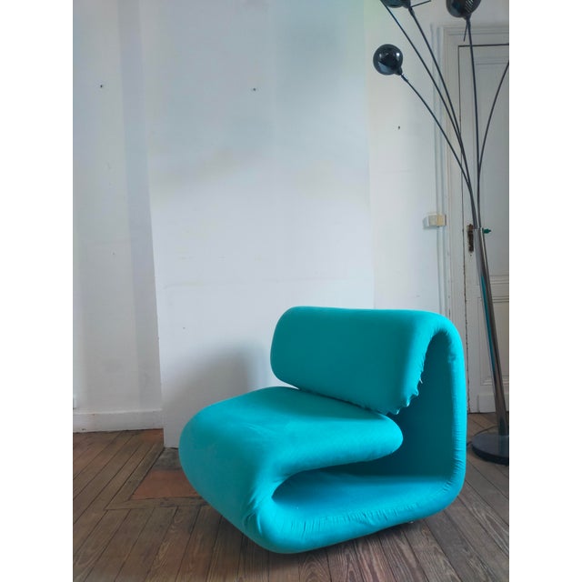 Blue Armchair by Henri Etienne Martin, 1960s For Sale - Image 3 of 10