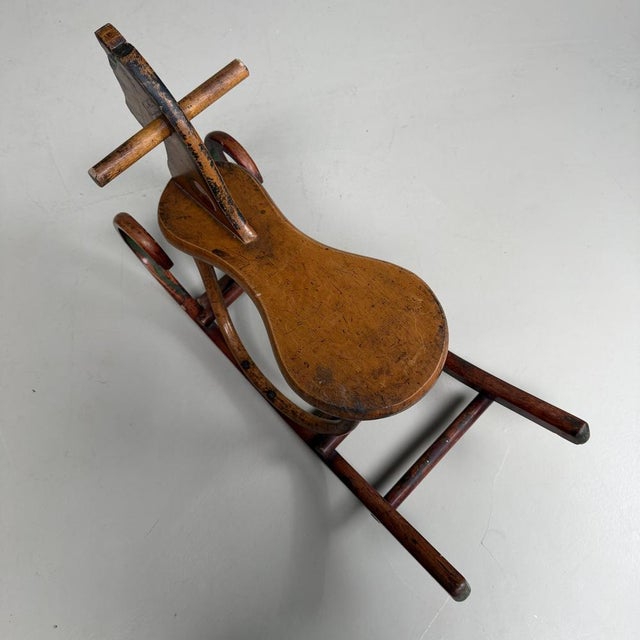 Vintage Japanese Wooden Rocking Horse, 1920s For Sale - Image 11 of 12