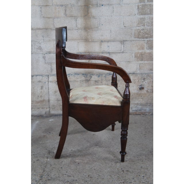 Antique Early 19th C. English Regency Mahogany Commode Arm Chair For Sale - Image 11 of 18