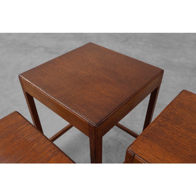 Art Deco Oak Stacking Tables, France, 1920s, Set of 3 For Sale - Image 10 of 15