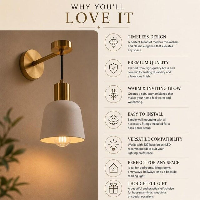 Handmade Brass Wall Sconce With White Shade | Mid-Century Modern Hallway Lighting For Sale - Image 10 of 13