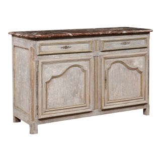 French Marble Top Painted Buffet, 19th Century For Sale