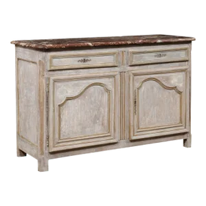 French Marble Top Painted Buffet, 19th Century