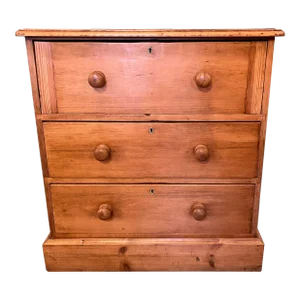 Small Antique Pine Secretaire With Fitted Interior and 2 Drawer Chest of Drawers From England - Circa 1870