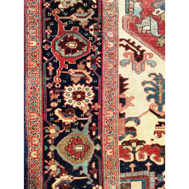 Antique Persian Heriz Serapi Rug, Hand-Knotted Wool, Geometric Medallion Pattern, Ivory & Rust-Red, 10x12 For Sale In Chicago - Image 6 of 11
