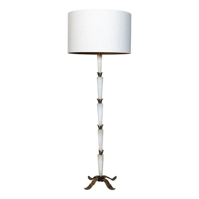 Antique Alabaster and Bronze Stacked Floor Lamp For Sale