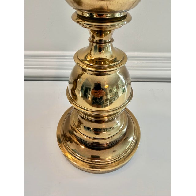 1970s Heavy Vintage 27” Polished Brass Baluster Table Lamps - a Pair For Sale - Image 11 of 12