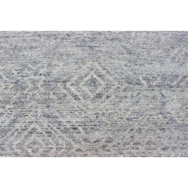 2010s All-Over Diamond Design Indian Modern Light Green Abstract Wool Area Rug 9'0"x12'0" For Sale - Image 5 of 10