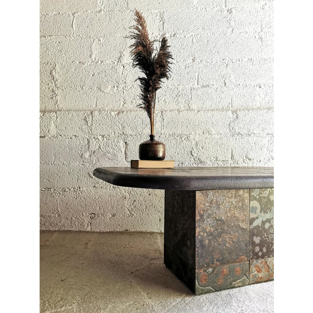 Brutalist Stone and Brass Coffee Table attributed to Paul Kingma, 1970s For Sale - Image 14 of 16