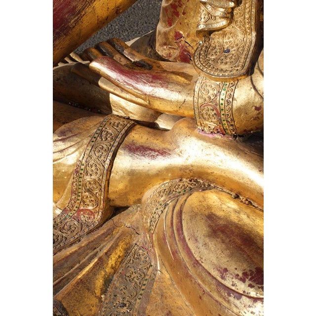 Buddha in Gilded Wood, Asia, 1950s For Sale - Image 6 of 18