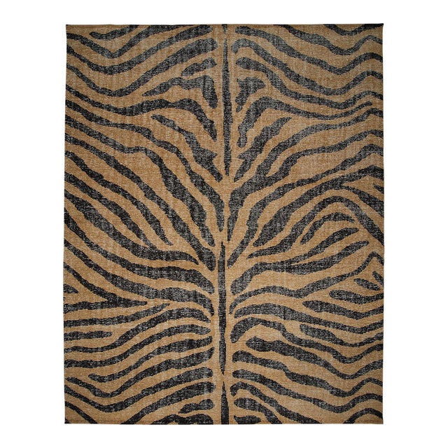 Schumacher Zebre 9' x 12' Hand-Knotted Rug in Brown/ Black For Sale