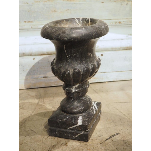 Mid 19th Century Pair of Circa 1850 French Nero Marquina Marble Table Vases For Sale - Image 5 of 18