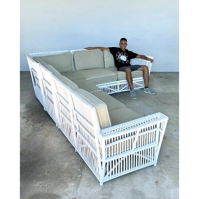 White Vintage Stick Rattan Sectional Sofa After Bielecky Brothers For Sale - Image 8 of 12