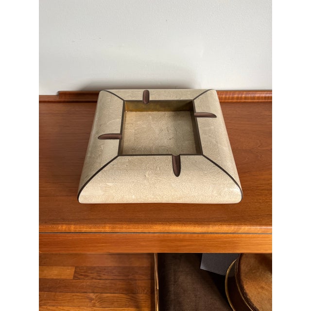 Vintage Maitland-Smith Tessellated Stone & Brass Ashtray, Karl Springer Style For Sale - Image 9 of 9