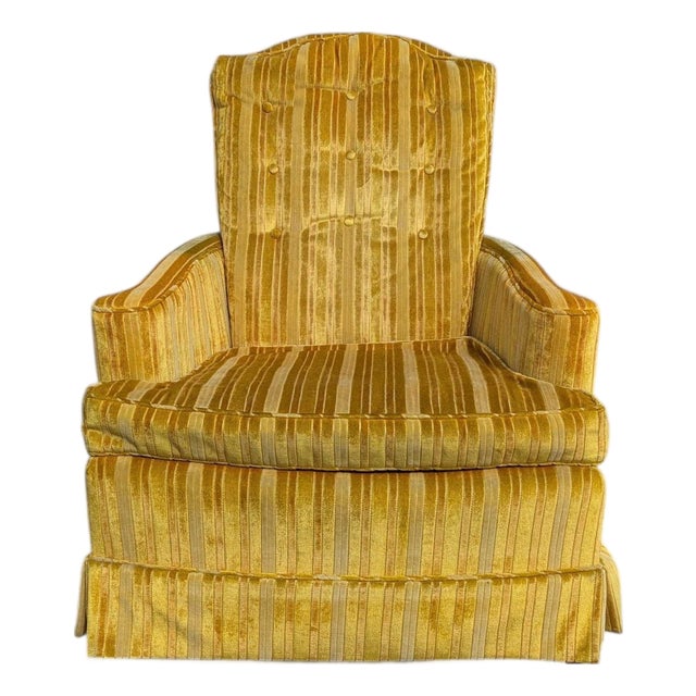 Vintage Striped Yellow Lounge Chair, Key City, Mid-Century Modern For Sale