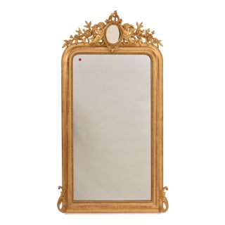 Rectangular Wall Mirror with Flowers and Cherubs For Sale