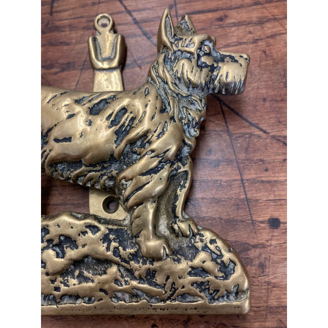 Mid-Century Modern English Brass Dog Terrier Door Knocker For Sale - Image 3 of 5