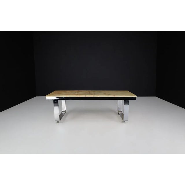 Mid-Century Modern Italian Chrome and Onyx Coffee Table, 1970s For Sale - Image 4 of 10