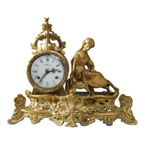 Pasargad DC Les Classiques Figural Brass Mantel Antique Clock