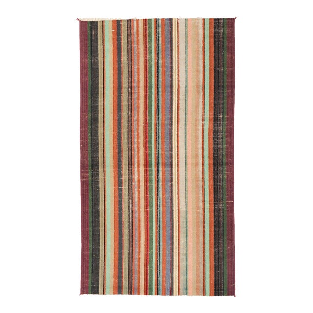 Vintage Striped Decorative Rug - 3`0″ X 5`3″ For Sale