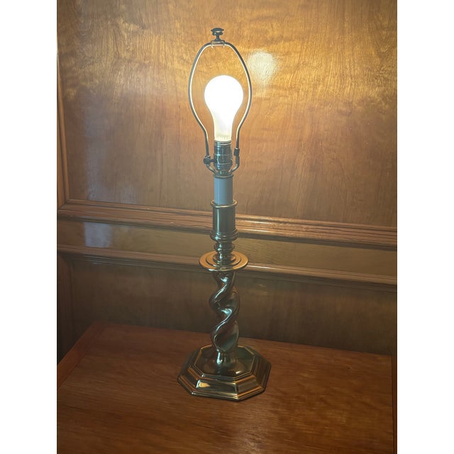 Late 20th Century Brass Barley Twist Table Lamp by Stiffel For Sale - Image 10 of 10