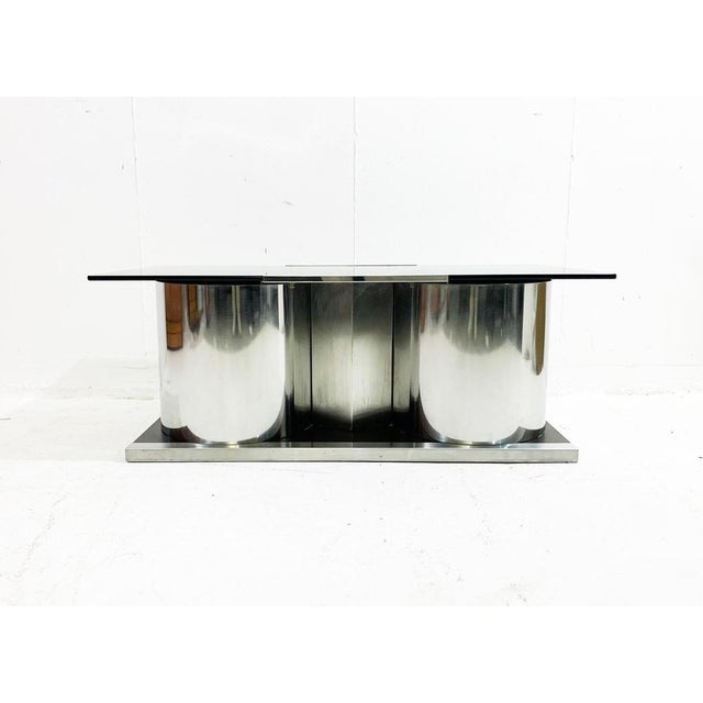 Modular Coffee Table in Chrome and Smoked Glass, Italy, 1970s For Sale - Image 11 of 14