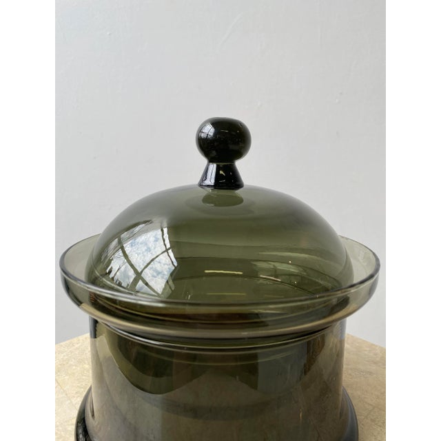 Gray Vintage 3-Piece Smoke Glass Lidded Vessel, Circa 1960s For Sale - Image 8 of 10