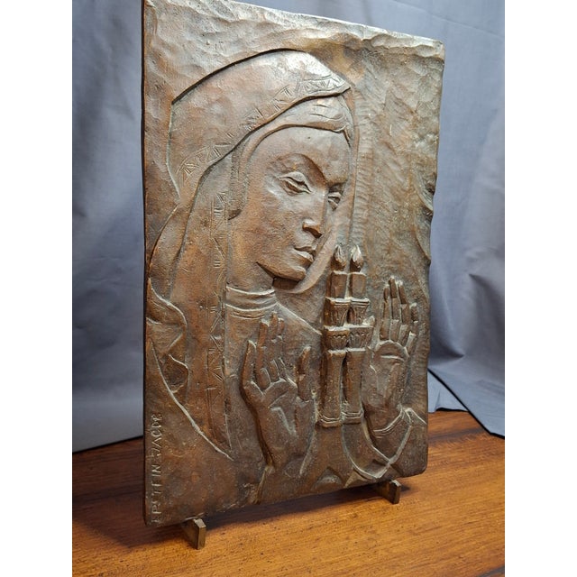 Mid-Century Modern Mid Century Bronze Relief Plaque Sabbath Blessing Jacob Epstein 1921-2003 Judaica For Sale - Image 3 of 11