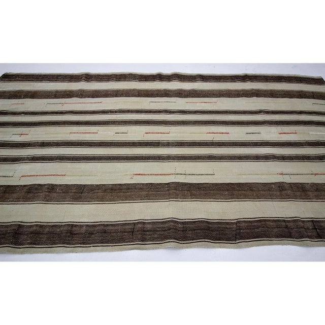 Contemporary 1960s Vintage Striped Turkish Kilim Rug- 5′8″ × 10′8″ For Sale - Image 3 of 7